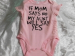 Baby Romper Aunt Yes Pink 0-3months
